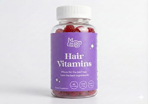 Hunny Bunny Hair Skin and Nails Vitamins Gummies for Women and Men, Biotin with Folic Acid, B12, Collagen, Zinc, Gelatin-Free, Non-GMO, Made in USA, 60 Count