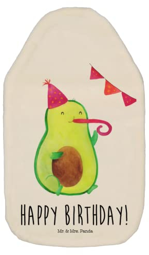 Mr. & Mrs. Panda Wärmflasche Avocado Geburtstag - Geschenk, Wärmekissen, Vegan, Kleine Wärmflasche, Bettflasche, Wärmflasche mit Bezug, Überraschung,