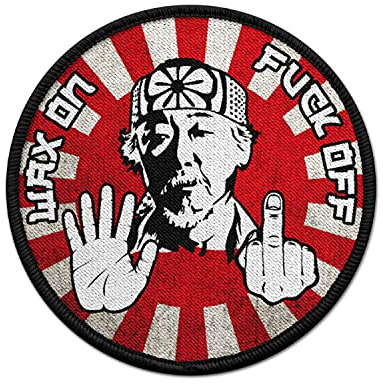 Copytec 9cm Patch Mr Miyagi Wax on Fuck Off Karate Kid Fun Aufnäher 80er Retro #36912