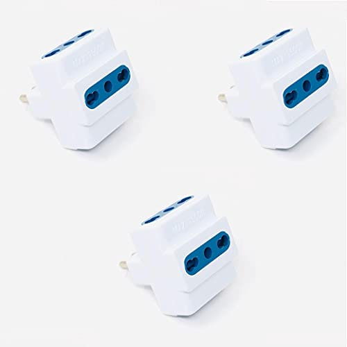 TEMPO DI SALDI 3 prácticos adaptadores Triple enchufe con enchufe bipaso 16A/10A universal