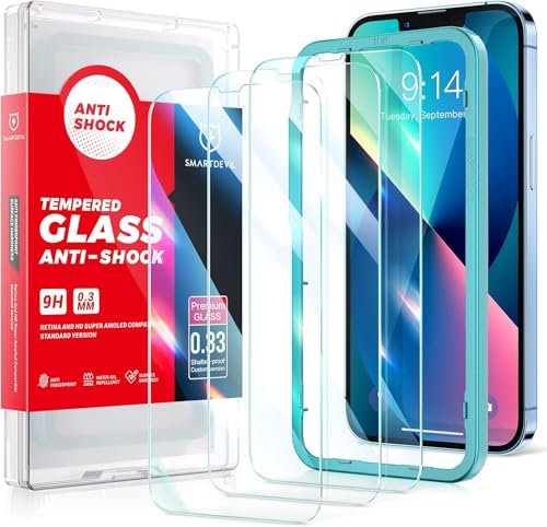 SMARTDEVIL [3-Pack Screen Protector for iPhone 13 Pro Max/iPhone 14 Plus (6,7), 9H Hardness HD Tempered Glass Film, Bubble-Free, Scratch Resistant, Military Grade Shatterproof