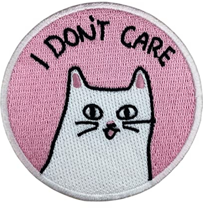 Urbanski Patch Lustige Katze I don't care zum Aufbügeln 7 x 7 cm | Aufnäher Applikation Bügelbild