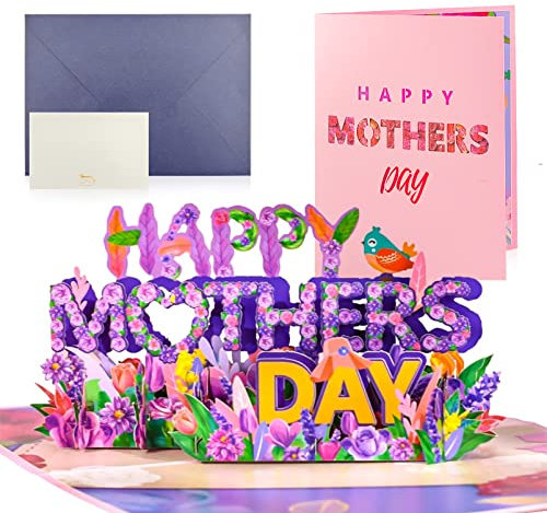Mothers Day Card,Pop-Up-3D-Grußkarte,Karte zum Muttertag mit Umschlag,Muttertag Pop Up Karte,Muttertagskarte mit Happy Mother's Day-Logo Für Ehefrau, Freundin, Tante, Schwester