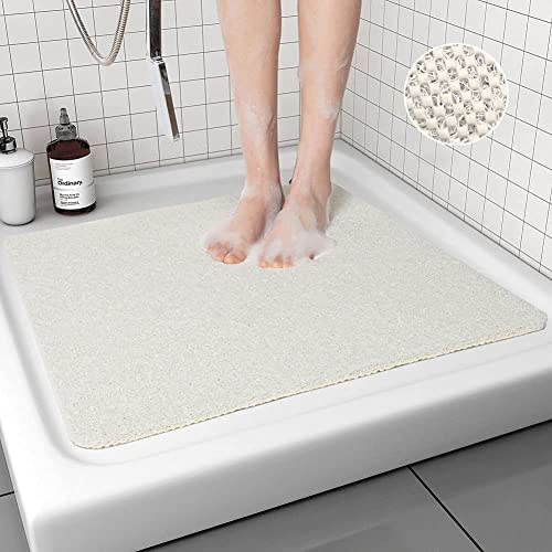 Lurowo Alfombrilla de ducha cuadrada antideslizante para ducha interior, antimoho, alfombra de baño de PVC lavable (53 x 53 cm, blanco)