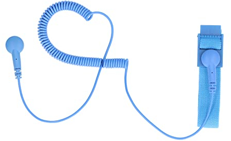 Antistatik-Armband, Verhindern Sie statische Aufladung Verstellbare elastische Schnalle ESD-Erdungsarmband PU-Abdeckung Extra lange Spirale Antistatisches Armband mit Massekabel(Blau)