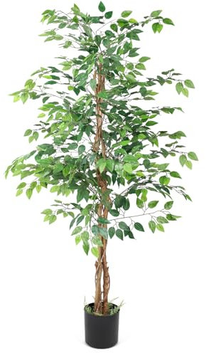 YOLEO 6FT Artificial Ficus Silk Tree Fake Ficus Tree with Lifelike Leaves Faux Tall Plant for Living Room Bedroom Balcony Corner Office Decor