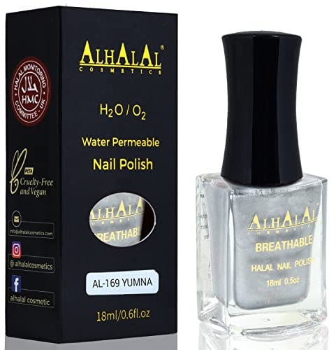 Halal Nail Polish - Nail Varnish Polish Soak Off Gel Nail Paint Art Polish - Water Permeable Red White Nail Enamel- Glossy Halal Gel Nail Polish Vegan and Cruelty-Free (AL-169 YUMNA)