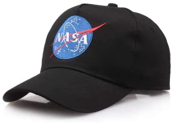 PHILOMI NASA Logo Baseball Cap Vintage Twill Embroidery Dad Hat Hip Hop Baseballcap Verstellbar, Schwarz, 5 1/4-5 3/8