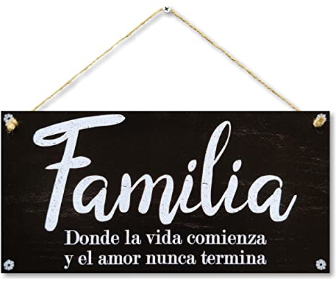 CARISPIBET Familia Donde la Vida Comienza y el Amor Nunca Termina decoración del hogar Cartel de Pared Decorativo 15 x 30 cm