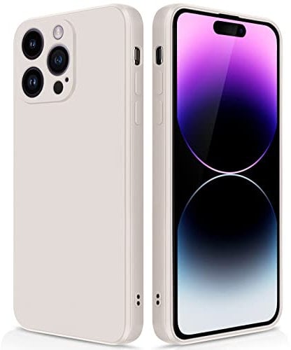 GiiYoon Case Compatible with iPhone 14 Pro Max, Silky-Soft Touch Full-Body Protective Phone Silicone Case, Shockproof Cover with Microfiber Lining, off white