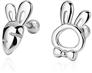 ZLING Echte 925 Sterling Silber Süße Kaninchen Rettich Schraube Ohrstecker Für Tochter Mädchen Geburtstagsgeschenk Edlen Schmuck