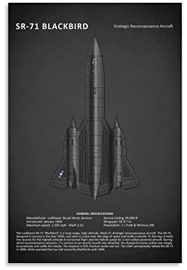 ZHUYING Poster der Flugzeugserie SR-71, Amsel-Poster, Gemälde auf Leinwand, Wandkunst, Poster, Rollbild, Wanddekoration, Heimposter, 60 x 90 cm