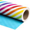 RUSPEPA Wende-Geschenkpapier – Mini-Rolle – 43,2 cm x 10 m – Regenbogenstreifen und einfarbiges blaues Design Für Geburtstag, Feier, Babyparty