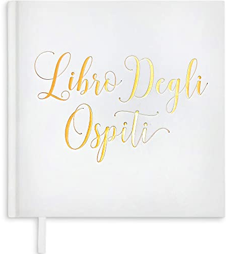 Plantvibes ® Italien Version Edles Gästebuch, 72 Seiten, Hardcover, hochwertiges Papier, Vintage Guest-Book für die Hochzeit, Taufe oder den Geburtstag, Hochzeits-Buch, Hochzeits-Gästebuch