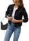 Geagodelia Giacca di Denim da Donna Casual Giacca Corta Jeans Elegante con Tasche Jacket Moda Cappotto per Primavera Autunno Regalo (Nero, M)