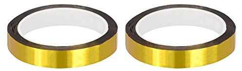 Rebower Metallisiertes Polyester Folien Band Dekoratives Klebeband Spiegel Klebe Band [für Zierleisten DIY Grafik Kunst Zubehör] - 0.59 x 55 Yards/Goldton / 2 Stk