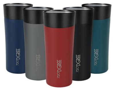 720°DGREE Travel Mug 350ml “PleasureToGo 2.0“ - Choose from 3 Sizes, 5h Hot, 10h Cold, Leakproof, 360° Drinking, BPA-Free, Hygienic - Slim Stainless Steel Thermo Cup for Coffee, Tea to Go - Red
