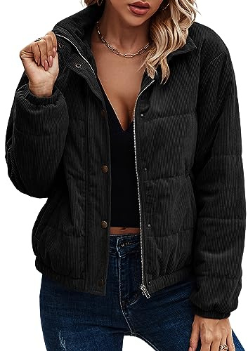 ASOMI Jacke Damen Kuschelige Fleecejacke Übergangsjacke Gefüttert Langarm Reißverschluss Herbst-Wintermantel mit Taschen