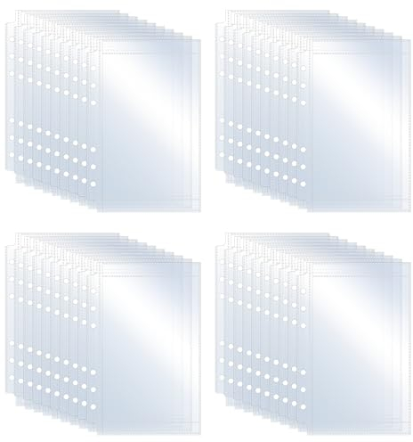 Lot de 40 pochettes de classeur A6 en plastique transparent pour photos de cartes de crédit, espèces, feuilles budgétaires avec 6 trous pour classeurs à 6 anneaux