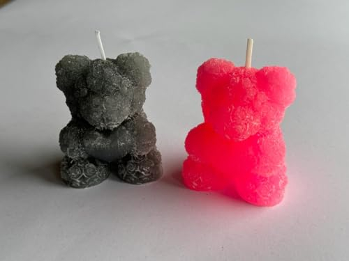Kerze Teddybär Rosa und Schwarz im 2er Set