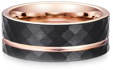 ANAZOZ Wolfram Ringe Herren, Ring mit Gravur Damen Eheringe Größe 57 (18.1) Zweifarbiger Gebürsteter Ring Breit 8 mm mit Nut