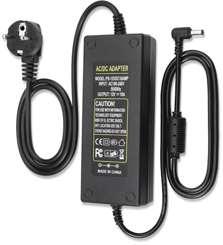 JIZZU 12V 10A Netzteil Adapter, AC 100-240V zu DC 12V Netzteil Transformatoren, 120W Universal Schalttransformator mit 5,5 x 2,5/2,1 mm Stecker für 3D Drucker CCTV Kameras LED Streifen Module Licht