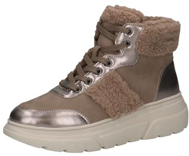 CAPRICE Damen Sneaker hoch mit Fütterung mit Schnürsenkeln Bequem, Braun (Taupe Comb), 40 EU