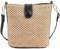 Sac à bandoulière en paille pour femme - Fait à la main - En rotin - Avec sangles en cuir tissé à la main - Pochette de paille, Noir-L, Taille unique