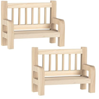 Ideen mit Herz Ideas con Bancos de Madera en Miniatura con corazón | Fabricación de Modelos | Accesorios casa de muñecas | Material para Manualidades | Decoración | Bricolaje | Maqueta de ferrocarril