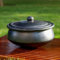 SWADESHI BLESSINGS Handmade Exclusive Range Unglazed Clay Handi/Earthen Kadai/Clay Pot for Cooking & Serving with Lid, 2.8Liters (with Natural White Firing Shade Mirror Shine) (Black)