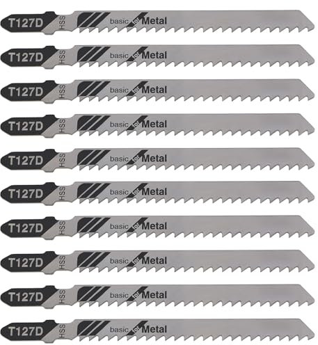 YINETTECH 10PCS T127D Jig Saw Blades HSS Jigsaw Blades T Shank Jig Saw Blade for Metal Wood Plastic Cutting Compatible with Bosch Compatible with Dewalt