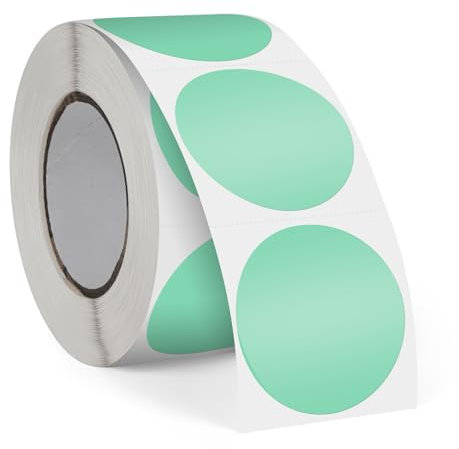 FINDAT 500 Stück Grün 38 mm Runde Thermo-Etiketten Rolle Selbstklebende Drucker Etiketten Kreis Vinyl Wasserdichtes Klebepunkte Aufkleber für Büro Logo Design QR Versand