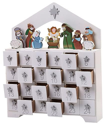 RORPOIR 1Pc Weihnachten En Advent Kalender Dekorative Countdown-Kalender Holz Schublade für Weihnachten