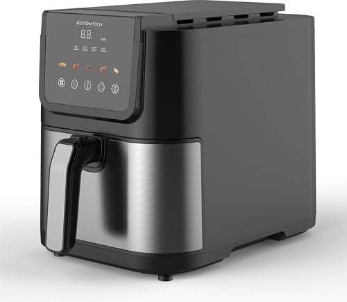 Boston Tech® Friggitrice ad Aria Master Fryer 5L | Air Fryer 1500W + 5 Programmi + Controllo Touch + Temperatura Regolabile | Cestello in Ceramica senza PFAS + 35% di Capacità in Più + Timer Integrato