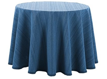 Donegal Collections Falda Mesa Camilla Redonda 120 cm Riby Azul - Tejido Primavera Verano - Faldillas Mesa Camilla con Altura para Mesa 75 cm - 50% Algodón 50% Poliester Fabricado en España