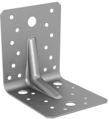 100 Stück EuP Winkelverbinder 100 x 100 x 90 mit Sicke / Steg / Profi Set / Verzinkter Lochwinkel Made in Germany. Bau-Winkel mit CE-Zulassung aus Metall für Holzkonstruktionen