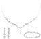 Yolev 2 Stück Schmuck Silber Set Hochzeitsschmuck Braut Brautschmuck Set Strass Halskette Dangle Ohrringe Glänzendes Armband Hochzeit Party Braut Brautjungfer Schmuck