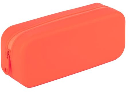 APLI 19916 - Estuche escolar de silicona Naranja, resistente al agua, diseño rectangular moderno y versátil, Collección Neón, tamaño 75x185x55 mm