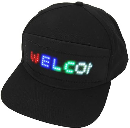 VBESTLIFE LED -Hüte, Bluetooth -editable Baseballkappen mit Abnehmbarem LED -Display -Bildschirm, Verstellbarer Neuheit Hut für Party Weihnachten Halloween (schwarzer Hut)