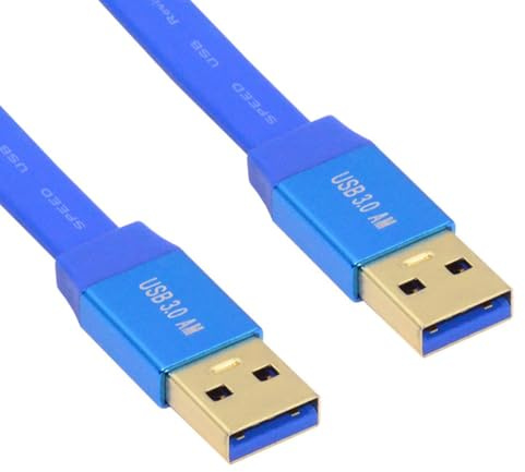 cablecc 5Gbps Ultra Flat Slim USB 3.0 Type-A Male to USB3.0 A Male Cable Extension Blue for Disk SSD Camera Data 60cm