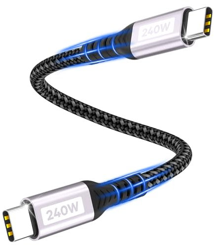 USB C auf USB C Kabel Kurz,100W 0.2m Typ C Schnellladekabel PD 5A Nylon Ladekabel USB-C Aufladekabel für iPhone 16/15 Pro Max/Pro/Plus,Samsung Galaxy S24/S23/S22,MacBook Pro/Air,Pad,Huawei,Pixel