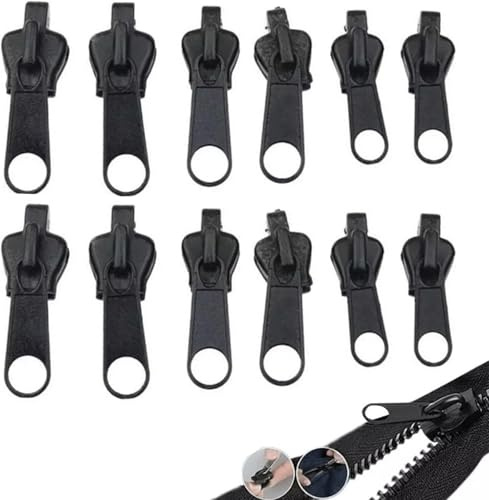 LEOUEANR Universal-Reißverschluss-Reparaturset, Ersatz-Reißverschlussschieber & Ziehfix-Set für Kleidung, Rucksack, Gepäck, Schlafsack, 12 Stück