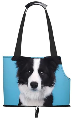 Faltbare Haustier-Tragetasche & Umhängetasche, Border Collie Print Haustier Tote Bag Katze Reise Tote für kleine Hunde, Welpentransport, tragbare Tierhandtasche
