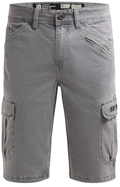 Camp David Herren Cargo Shorts mit 3D-Logo-Stickerei Grey Blue, XXL
