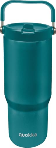 Vaso Quokka Core Midnight Green 860ml - Asa Ergonómica - Boquilla Integrada Cómoda - Doble Pared Acero Inoxidable - Térmico Reutilizable