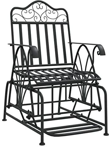 Fengshui Banc à bascule en acier Noir 61 cm | Résistant aux intempéries, durable, large dossier avec accoudoirs, design décoratif, max. 110 kilogrammes