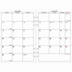 Güss Monatsübersicht Ringbucheinlage A5 4-fach gelocht Kalendarium 2024