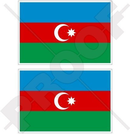 AZERBAIJAN Aserbaidschanische Flagge 75mm Auto & Motorrad Aufkleber, x2 Vinyl Stickers