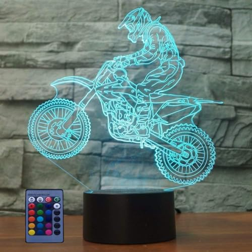 HPBN8 Ltd 3D Sport Motorrad Illusions LED Lampen Fernbedienung 7/16 Farbwechsel Tabelle Schreibtisch-Nacht licht USB-Kabel für Kinder Schlafzimmer Geburtstagsgeschenke Geschenk