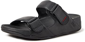 FITFLOP Men's Gogh Moc Slide in Leather Beach & Pool Shoes, Black, 11.5 UK